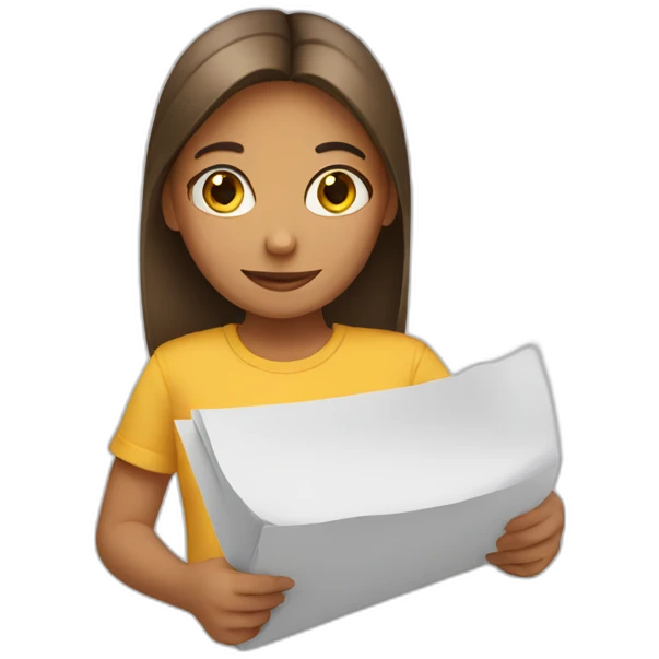 girl holding paper emoji