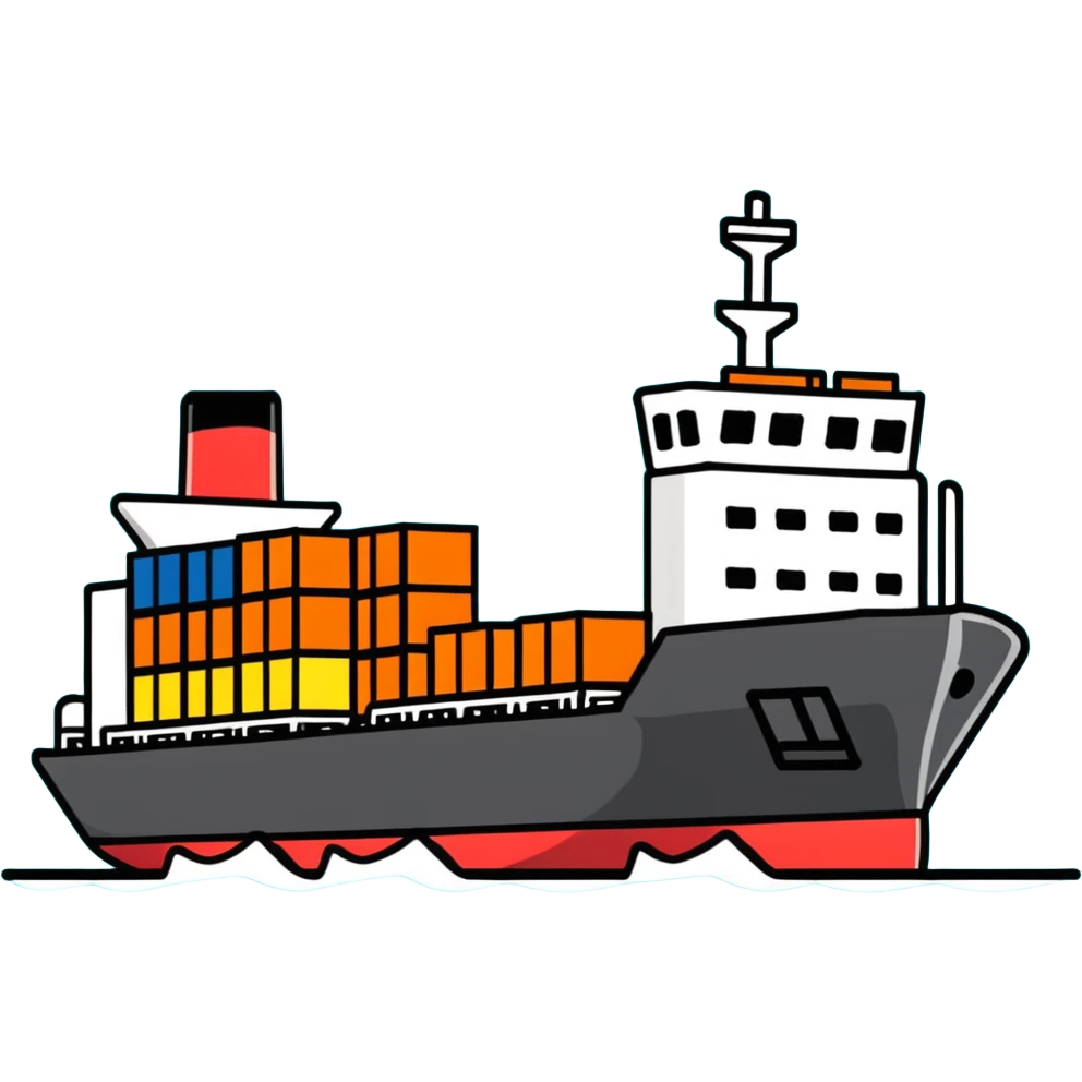 Cargo container ship in ocean emoji