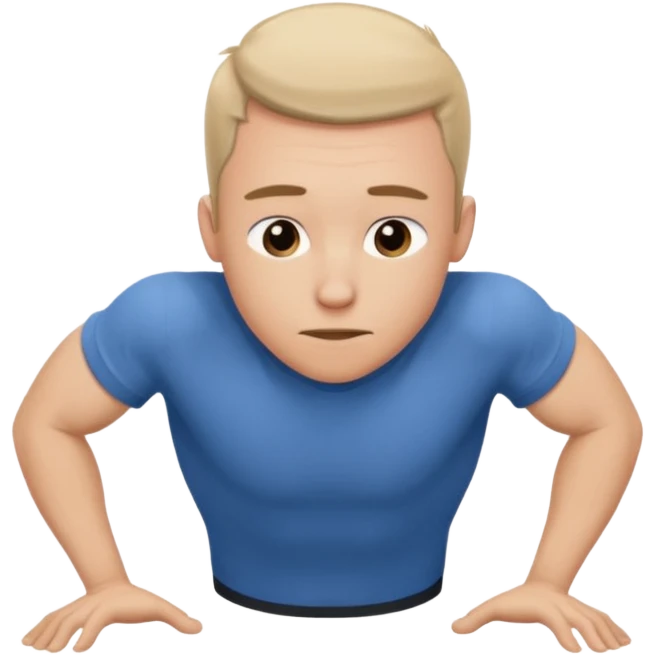guy with a shirt on doing a push up. his head in neutral position, looking at the ground. 'F3' on his shirt sleeve emoji