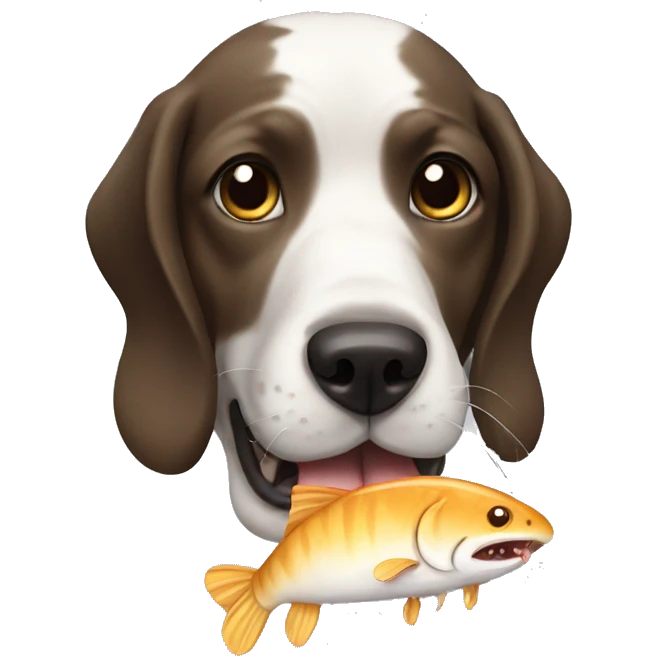 Dog eating catfish emoji