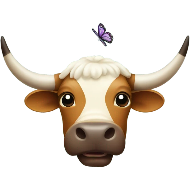Smiling bull with butterfly on nose emoji