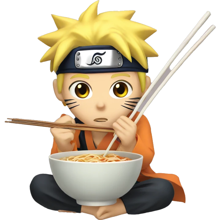Naruto eating ramen with chopsticks emoji