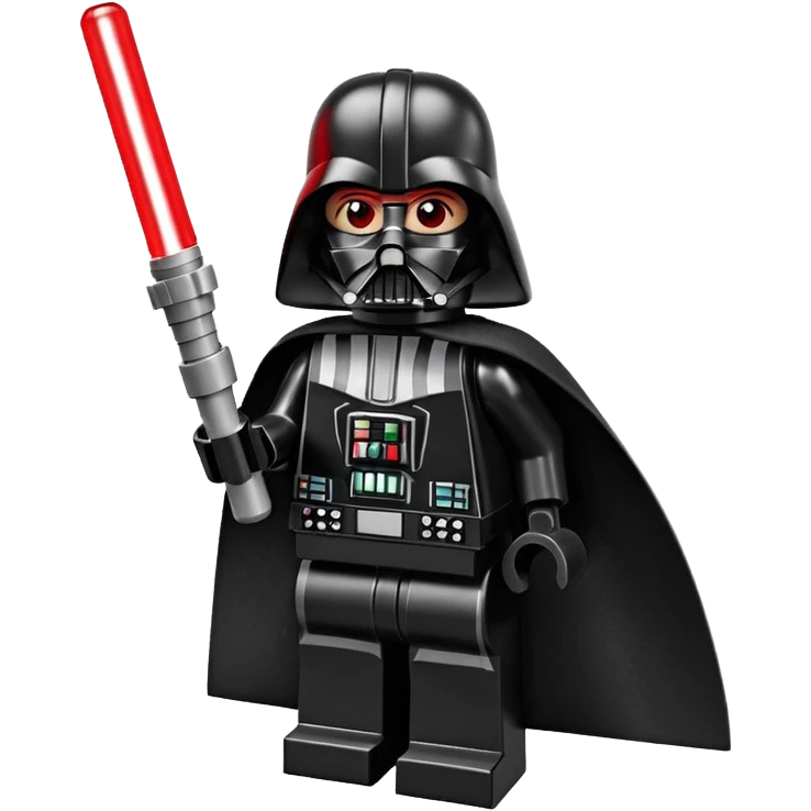 Darth Vader as a LEGO minifigure holding a red lightsaber emoji