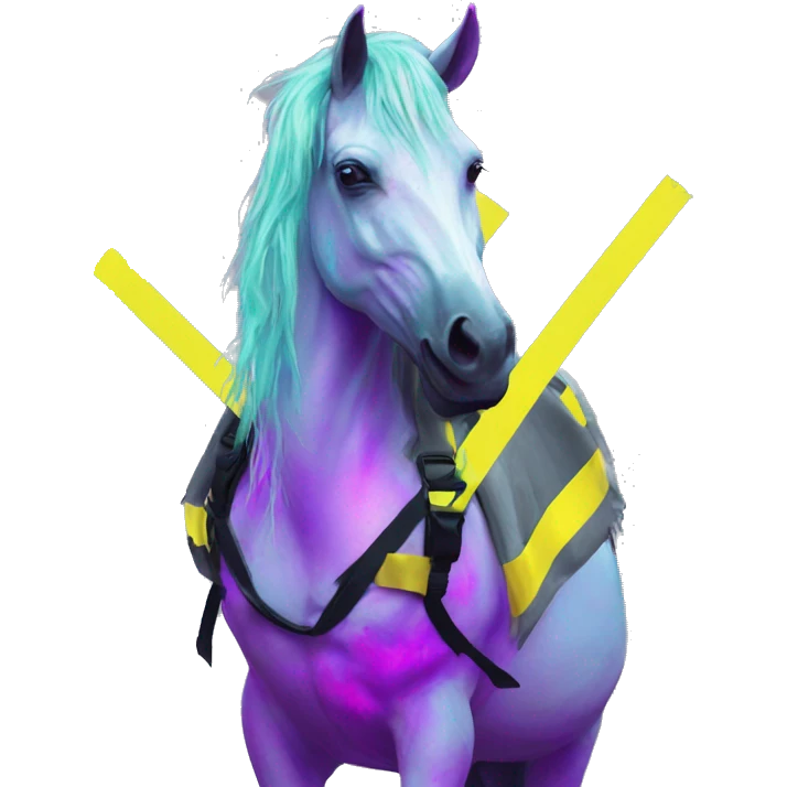 .Zombie_ Vaporwave black holographic oilslick zombie unicorn yellow caution tape emoji