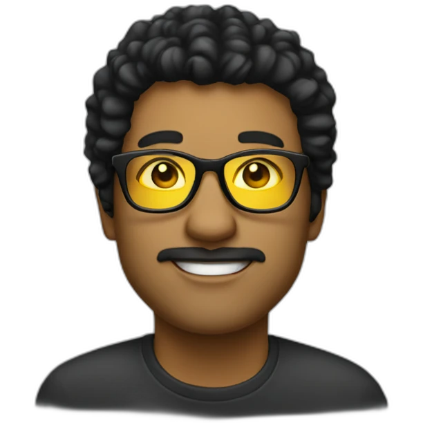 white entreprenuer with yellow tinted glasses and combed black hair emoji