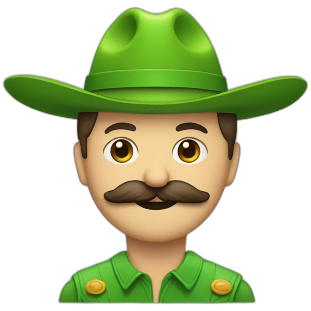 un verde con bigote y sombrero con manos y pies  emoji