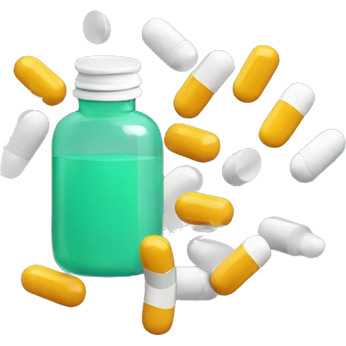 pills falling from pill bottle emoji