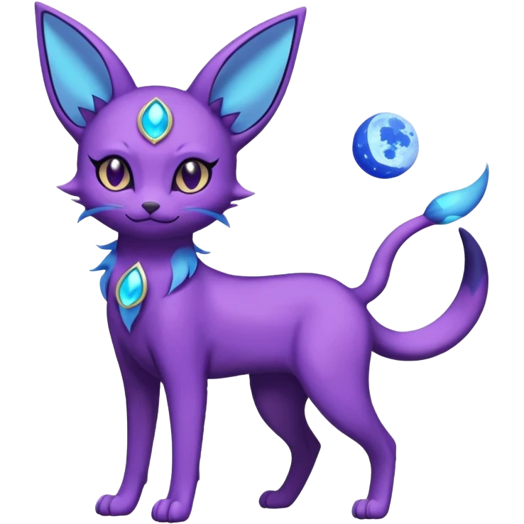 Magical Lunar Celestial Moon-powered Espeon-Umbreon-Purrloin-Delcatty-fusion (full body) emoji