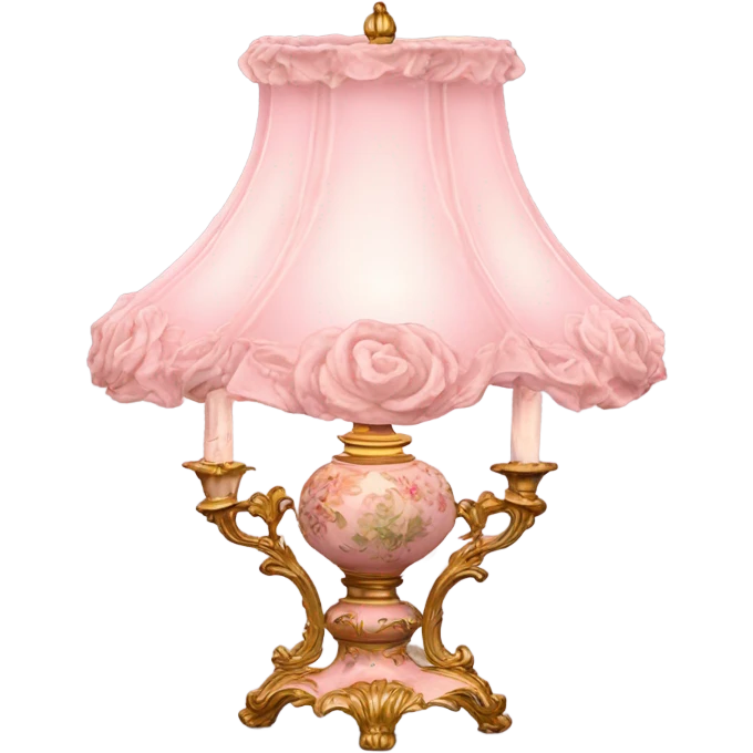 highly detailed vintage rococo light pink dainty floral lamp emoji