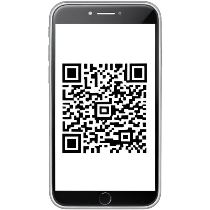 smartphone displaying a QR code on the screen emoji