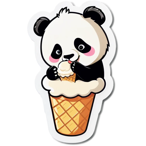 Panda eating ice cream emoji