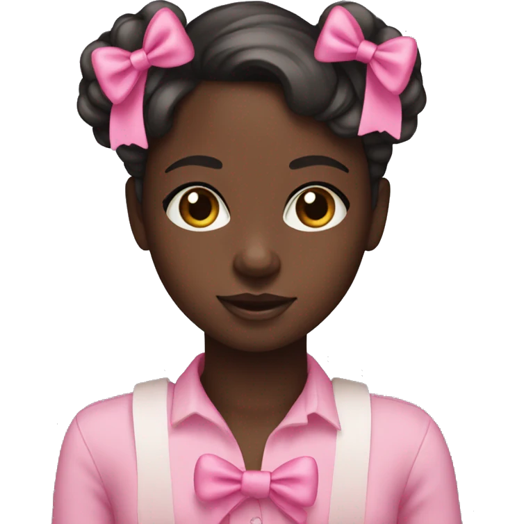 darkskin doll with pink bows  emoji