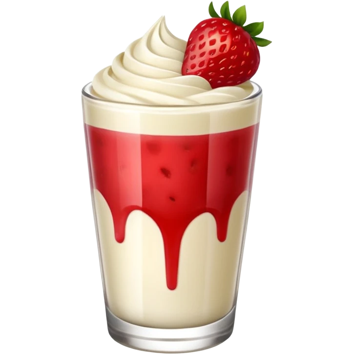 vaso de crema blanca con fresas encima emoji