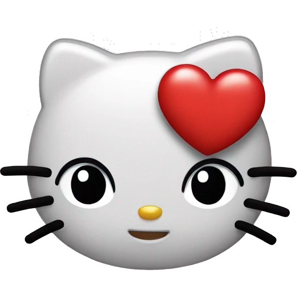 hello kitty with red heart eyes emoji