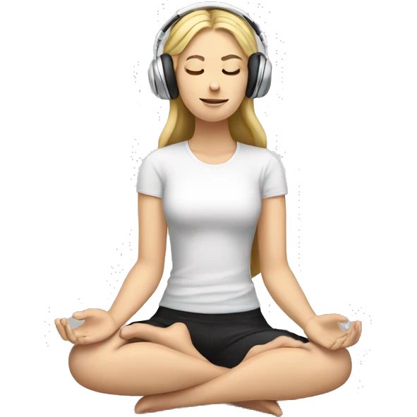 White girl, meditating with headphones on emoji