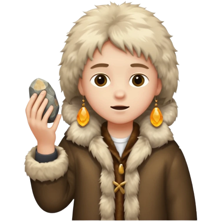 a kid wearing fur clothing, playing stone



















 emoji
