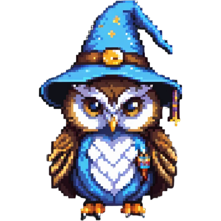 owl wearing a wizard hat emoji