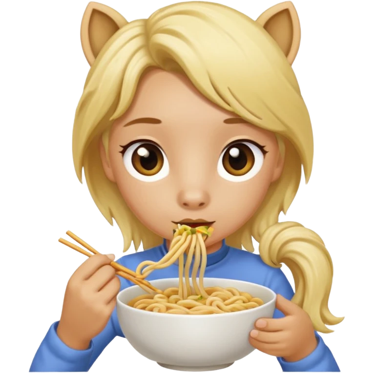 blonde pony eating noodle emoji
