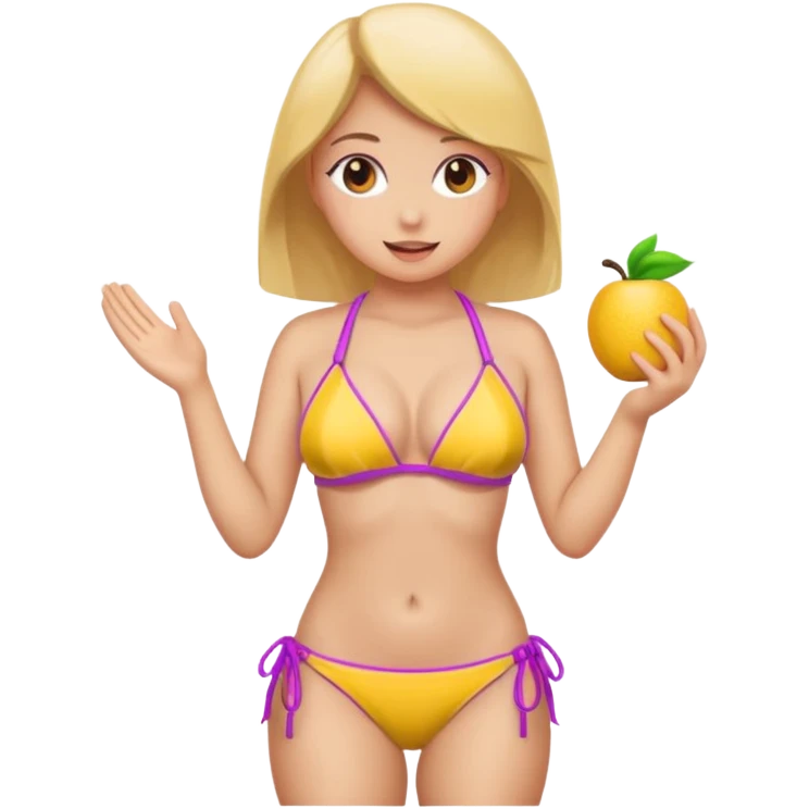 a girl wearing a bikini and showing her b00bs emoji