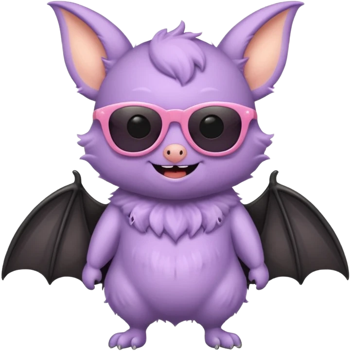 cute pastel bat with sunglasses, full body emoji