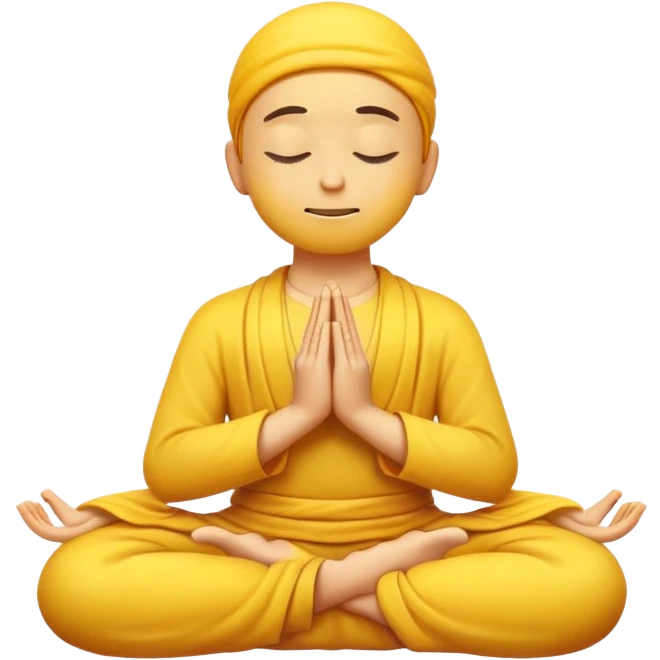 classic yellow emoji meditating, floating slightly above the ground, calm face emoji