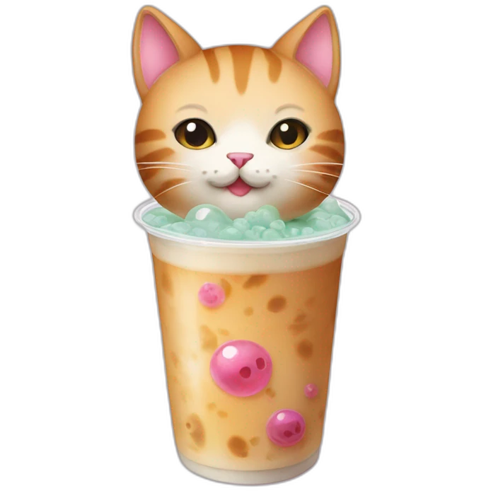 Cat drink bubble tea emoji