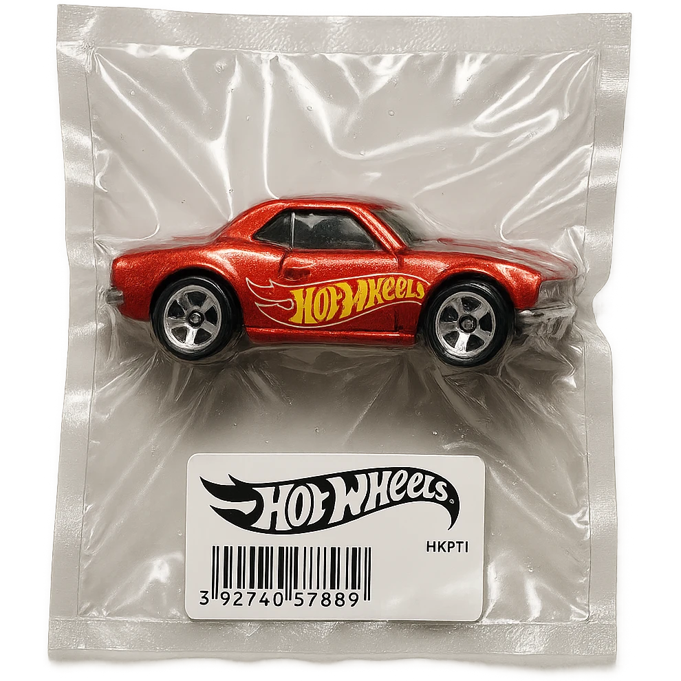 Hot Wheels car, shiny and inflated, vacuum-sealed style emoji