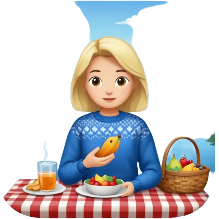 Fall picnic on a lake scenery  emoji