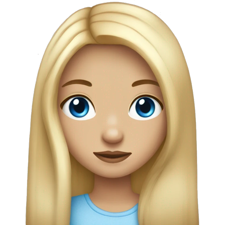 blonde long  straight hair cute girl with blue eyes with freckles emoji