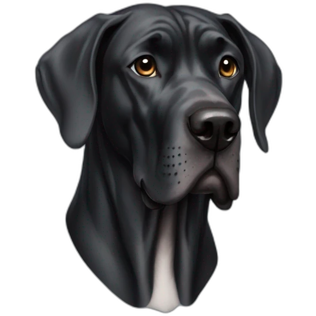 Old black great dane dog with uncut ears emoji
