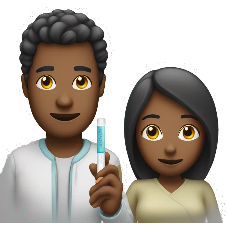 couple looking at pregnancy test emoji