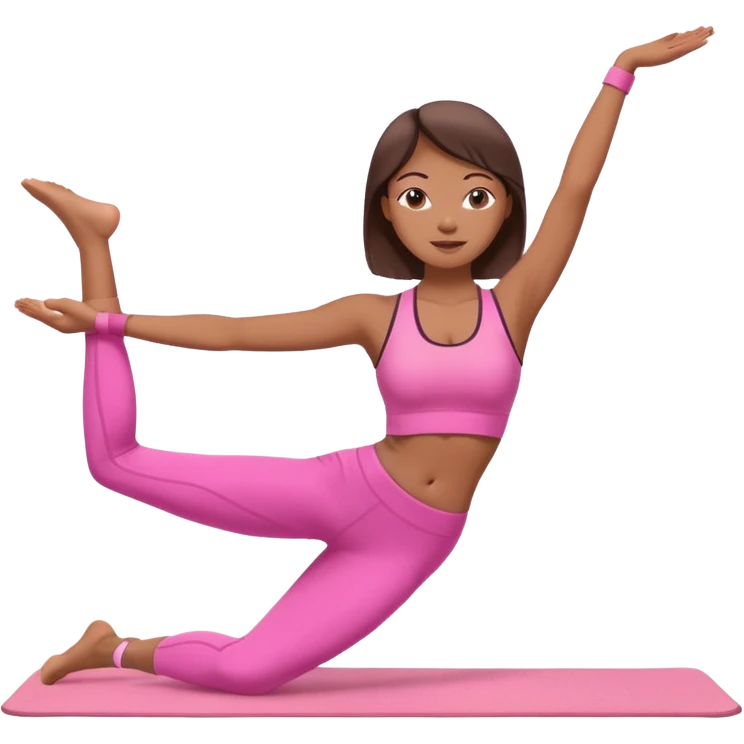 medium-skinned woman doing Pilates in pink sportswear emoji