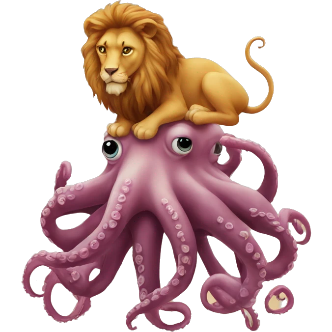 An octopus on top of a lion emoji