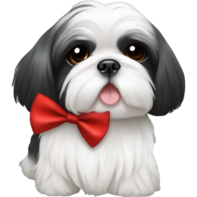 White and black Shih Tzu with red bow emoji