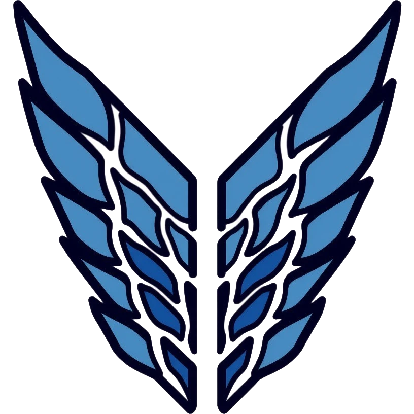 Wings of Freedom logo from Attack on Titan, overlapping blue and white wings, Survey Corps emblem emoji