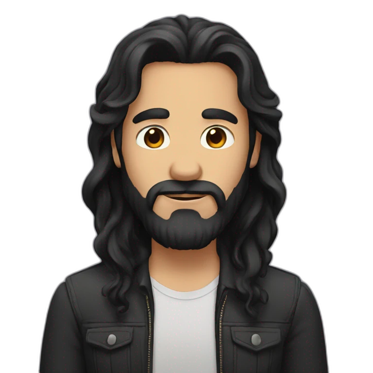 man with long black hair and a beard emoji