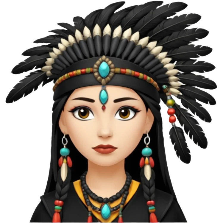 white shaman woman black clothes black accesories  emoji