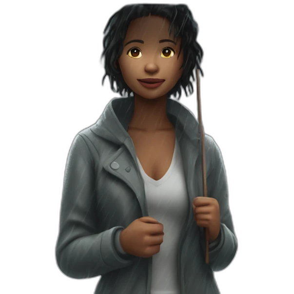 nudst woman standing in the rain, high detailed realistic photograph, professional shot emoji