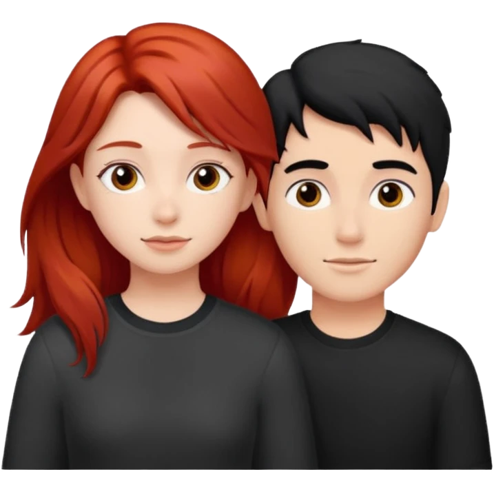 Red haired girl with black hair boy romance emoji