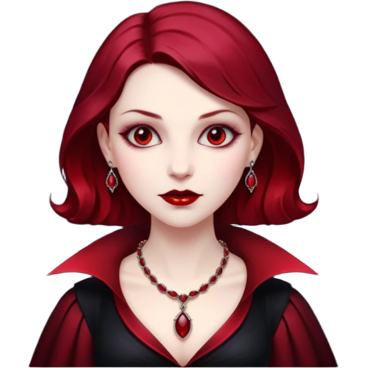 Vampire lady Pale queen with ruby necklace emoji