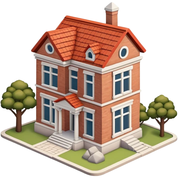 Museum exterior, isometric dollhouse-style, realistic emoji