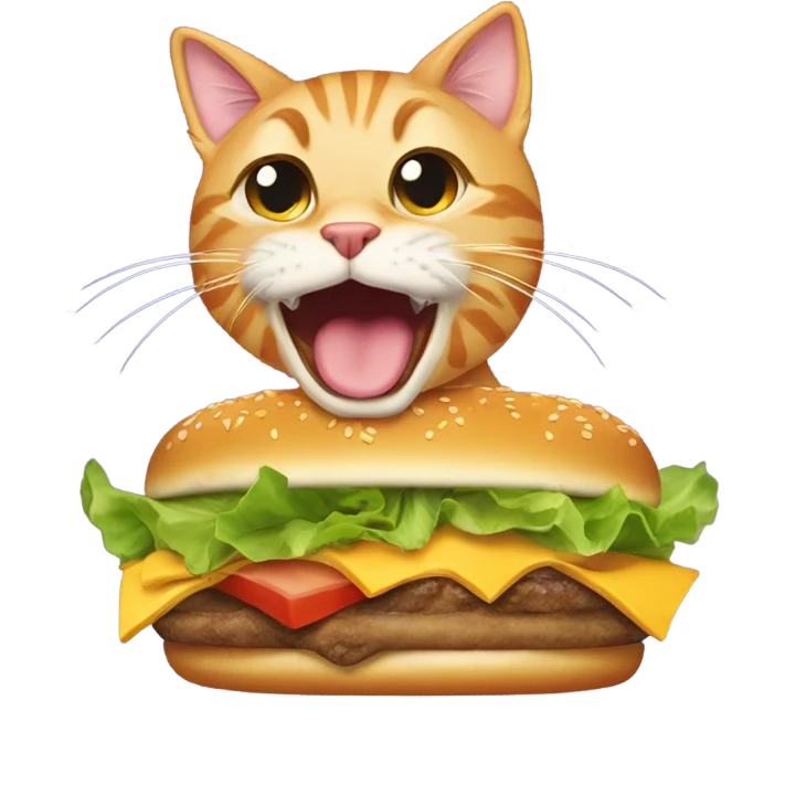 Cat eating burger emoji
