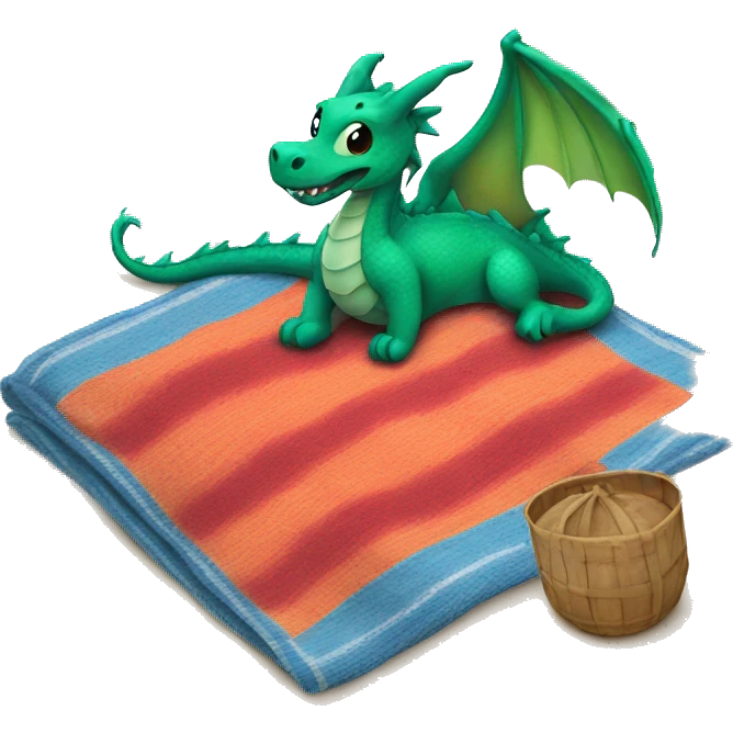 A dragon on a blanket at the beach  emoji