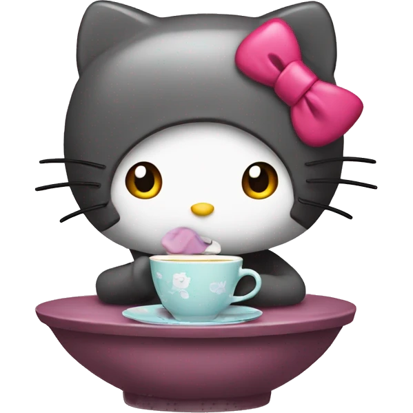 Hello kitty sipping tea emoji