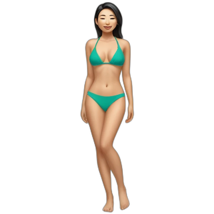 Sexy soft-fit wasian woman bikini (beach body) bed emoji