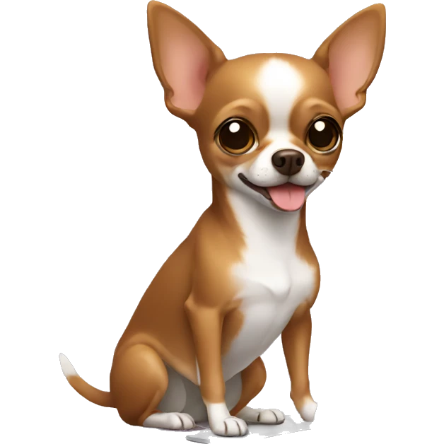 A brown chihuahua using laptop emoji