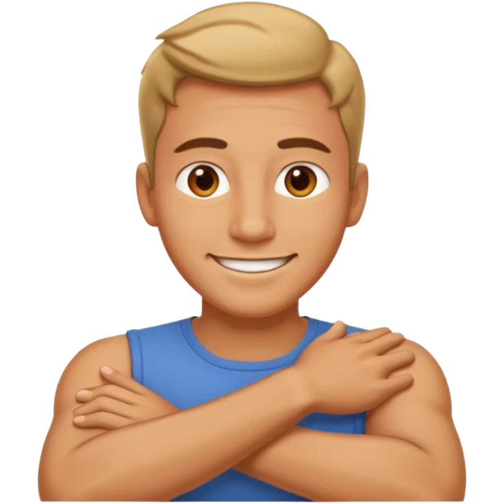 arms crossed on neck laughing guy emoji