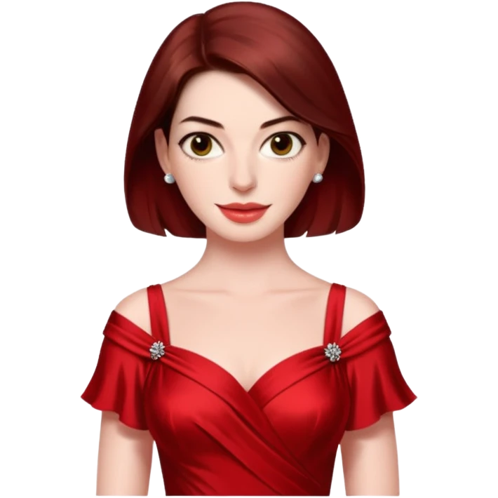 Anne Hathaway in red dress emoji