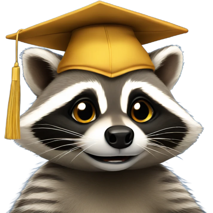 raccoon face with graduation hat emoji