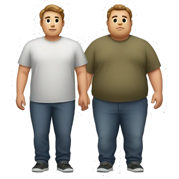 Chubby guy with normal sized guy emoji